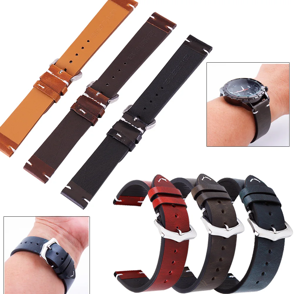 

Oil wax leather Watchband Strap For Samsung Gear S3 S2 Smart Watch Bracelet Wrist Band Correa for Galaxy Watch 42 46mm bracelet