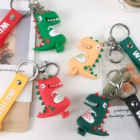 new fashion stereo cute cartoon dinosaur keychain key ring creative cartoon mobile phone bag car pendant fun keychain