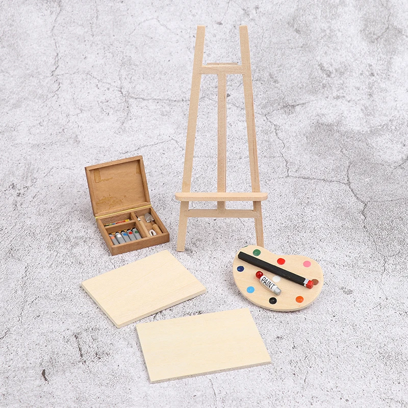 

1:12 Dollhouse Miniature Artist Easel Palette Pigment Box Model Accessories