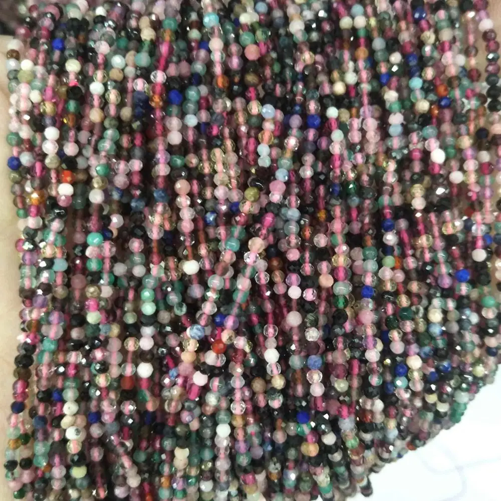 Colorful stone2 Граненые 2 мм бусины из натурального камня розовый кристалл кварца лазурит Агаты драгоценные камни бусины для самостоятельного изготовления ювелирных изделий браслет ожерелье - Цвет: Colorful stone2