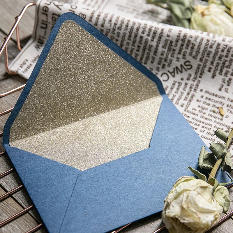 20 шт./лот темно-синий модный цвет свадебные приглашения блестящий золотой