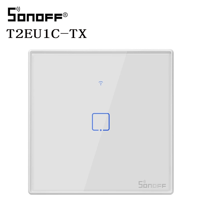 Интеллектуальный выключатель света Sonoff TX T2/T3 EU/UK Smart WiFi RF 433/приложение/сенсорное управление настенный выключатель света 1/2/3 Gang 86 Тип настенный сенсорный переключатель умный дом пульт дистанционного управления - Комплект: T2 EU 1 gang