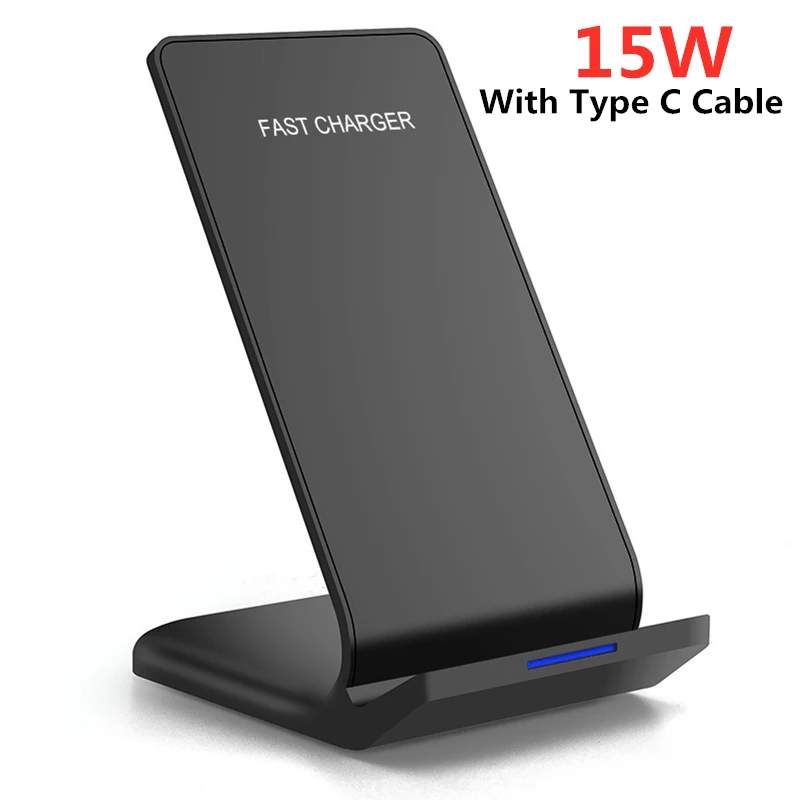 15W With Type C DCAE 15 Вт Qi Беспроводное зарядное устройство для samsung S10 S9 Note 10 9 10 Вт Быстрая зарядка подставка для iPhone 11 Pro XS XR X 8 USB C Быстрая зарядка - Тип штекера: 15W With Type C