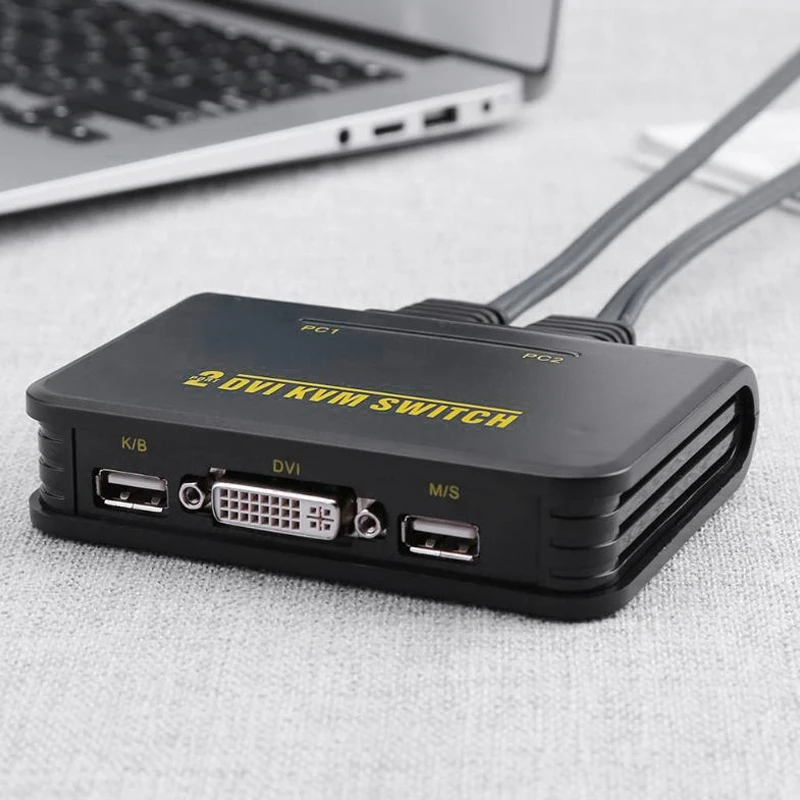 2 Port Usb 2.0 In 1 Out Dvi Kvm Switcher Switch Box With Audio Video Cable For Monitor Keyboard Mouse Computer | Электроника