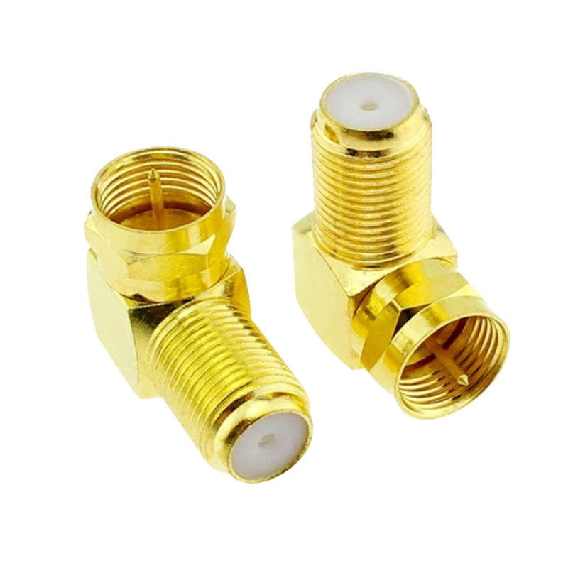 

90 Degree Coaxial Connector 2-Pack F Type Right Angle Male to Female RF Coax Cable Adapter for Satellite Receiver