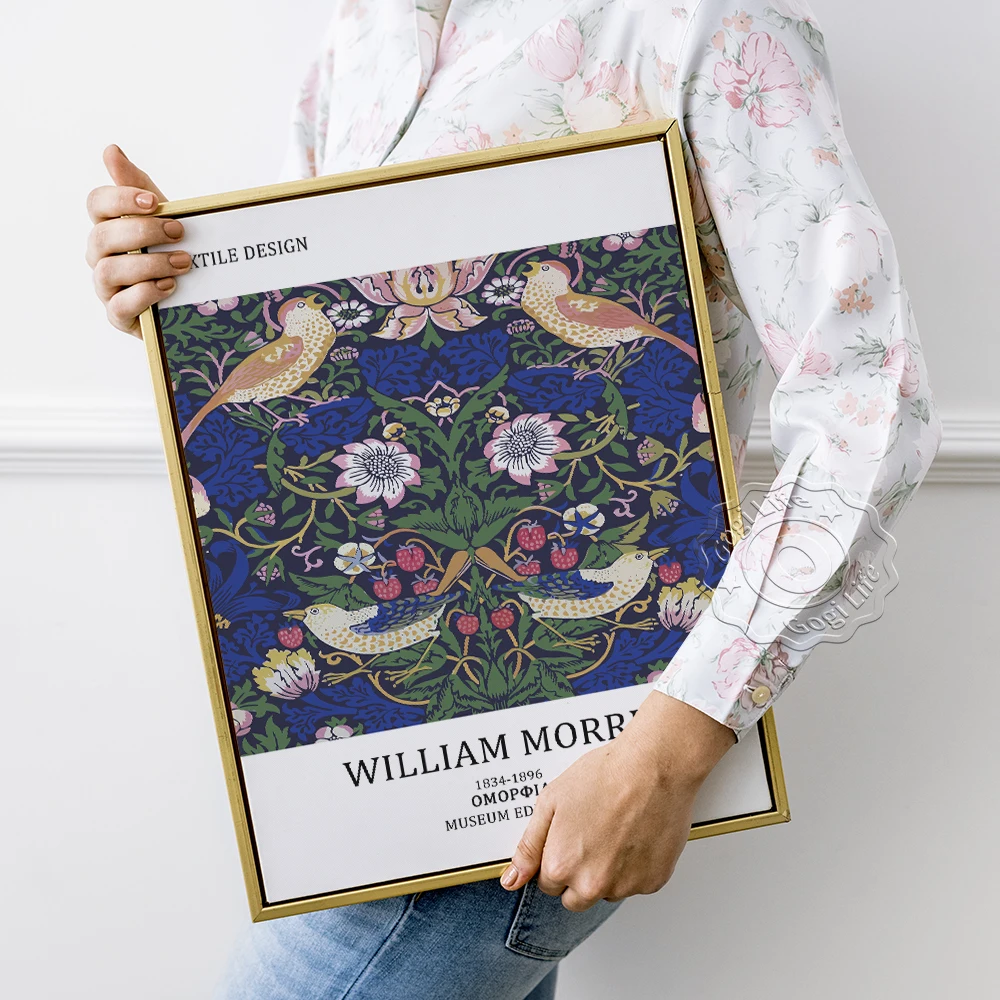 

William Morris Exhibition Museum Poster, Textile Design Art, Victoria and Albert Museum, Morris Flowers Birds Art Wall Decor