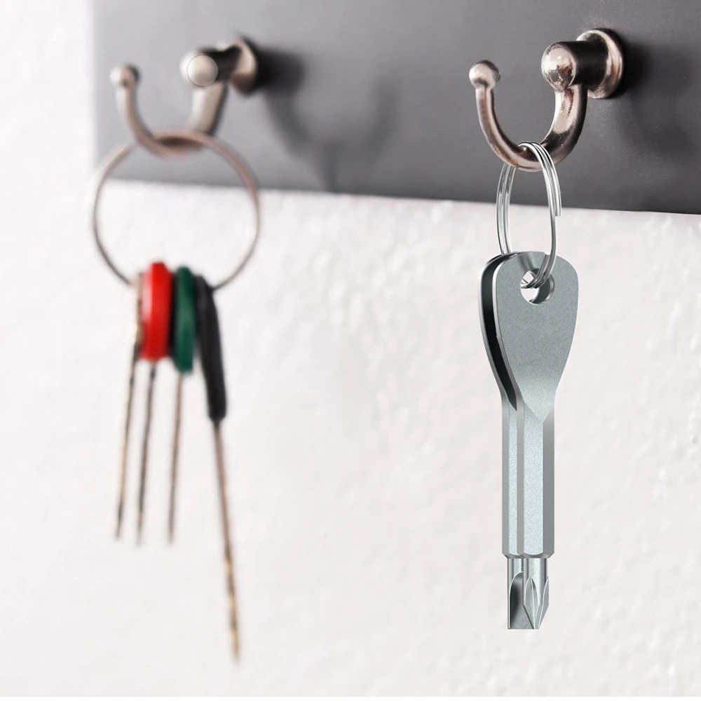 

1 Set Stainless Steel Mini EDC Multifunction Screwdriver Key Shape Slotted Screwdrivers Keychain Pocket Repair Tool