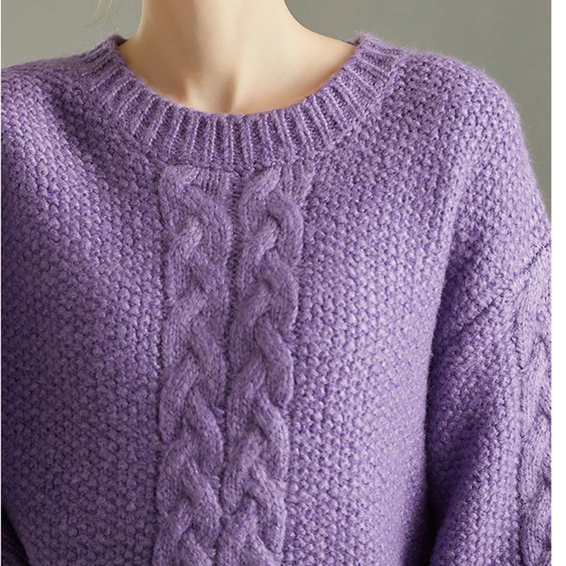 Женский Теплый длинный свитер Свободный Повседневный пуловер большого размера