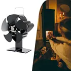 Черный камин, 4 лезвия, рабочая деревянная горелка Ecofan, тихая домашняя фотография, эффективное распределение тепла