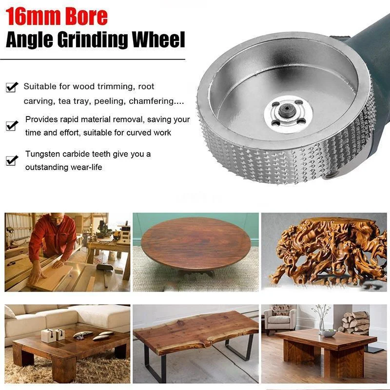 

Round Wood Angle Grinding Wheel Sanding Carving Rotary Tool Abrasive Disc for Angle Grinder Tungsten Carbide 16mm Dropshipping