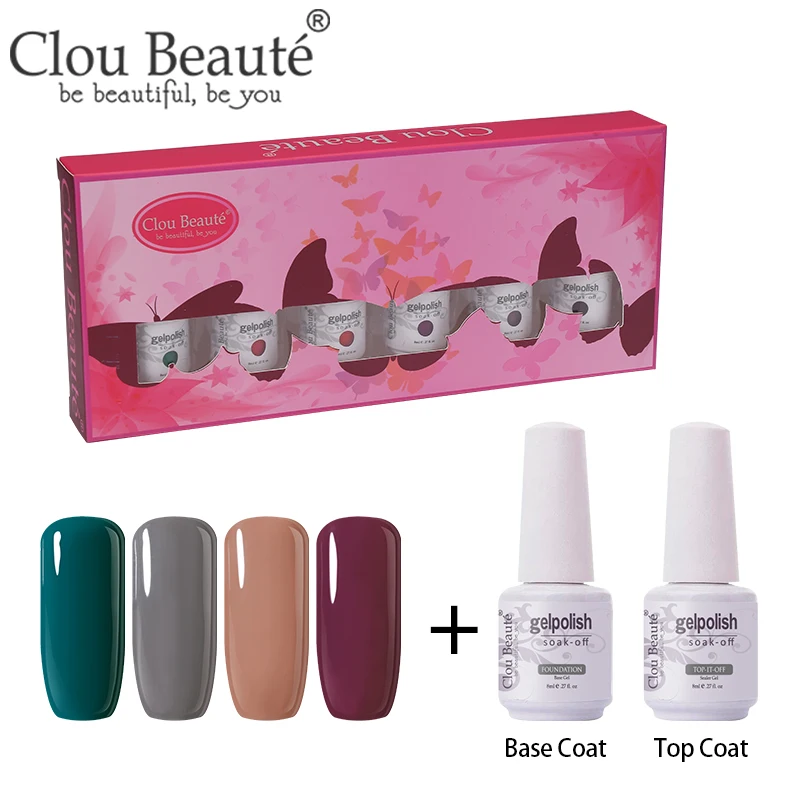 ZH34 Clou Beaute 6 шт./компл. гель для ногтей профессиональная эмаль стойкий растворимый лак гель лак-основа верхнее покрытие Набор для украшения ногтей - Цвет: ZH34
