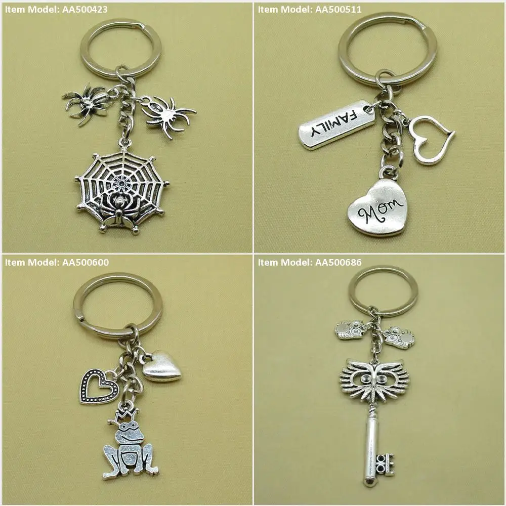 Keychain Keyring Net Cobweb Spider Mom Heart Love Sign Tag Family Prince Frog Key Jewelry Bag Charms Suppliers Wholesale | Украшения и