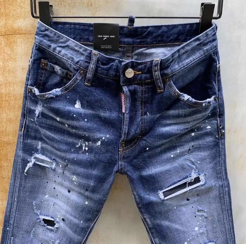 blue pants classic,Authentic DSQUARED2,Retro,Italian brand ,Women/Men Jeans,locomotive,Jogging jeans,DSQ9130