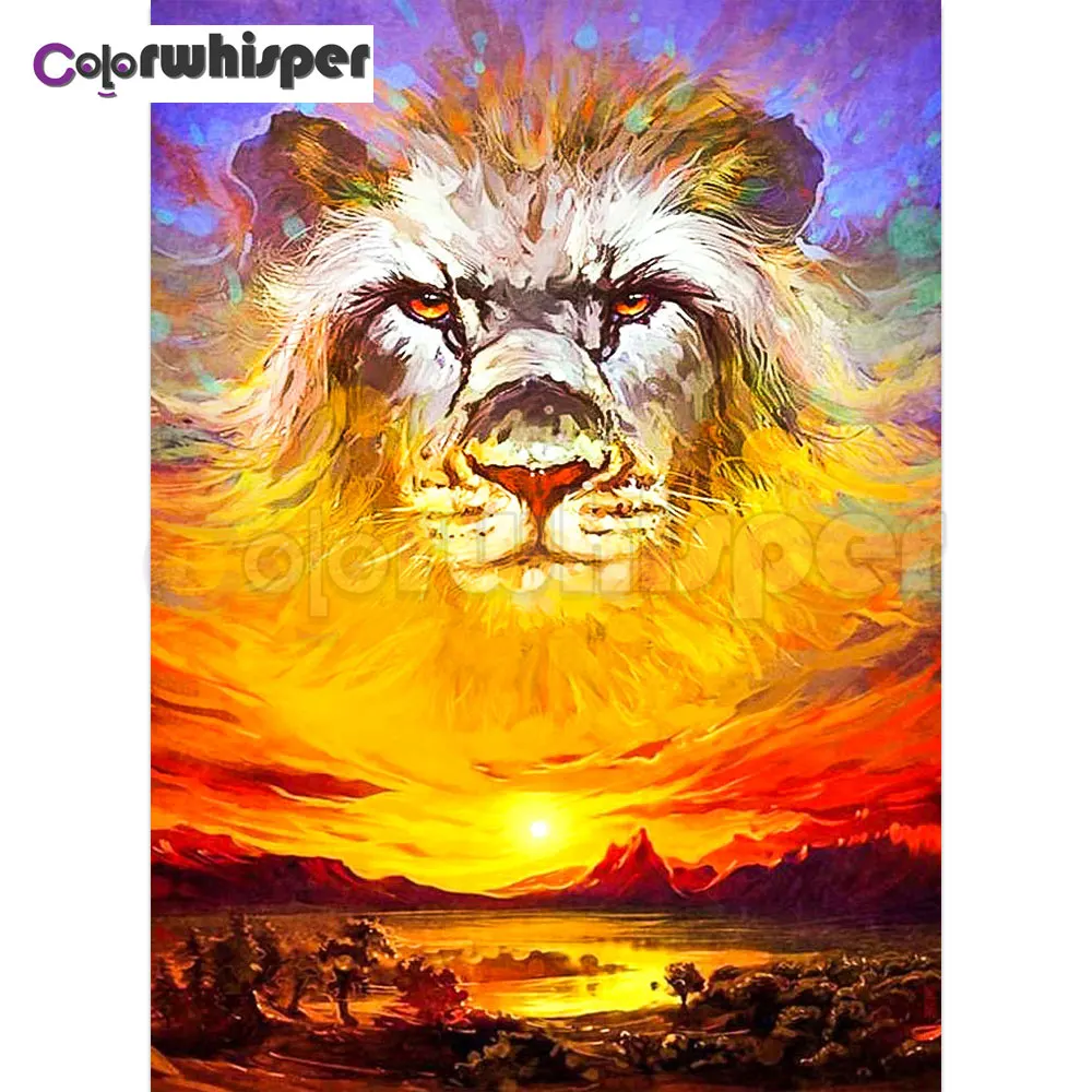 

Алмазная живопись с квадратными/круглыми стразами, 5D Вышивка крестиком, мозаика с рисунком льва, TH381