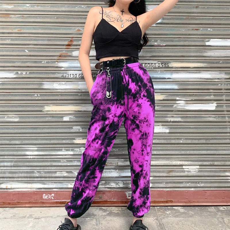 

Women Tie Dye Sweatpants Drawstring Hip Hop Trousers Fashion Casual Joggers Sports Pants Female Harem Pants Streetwear