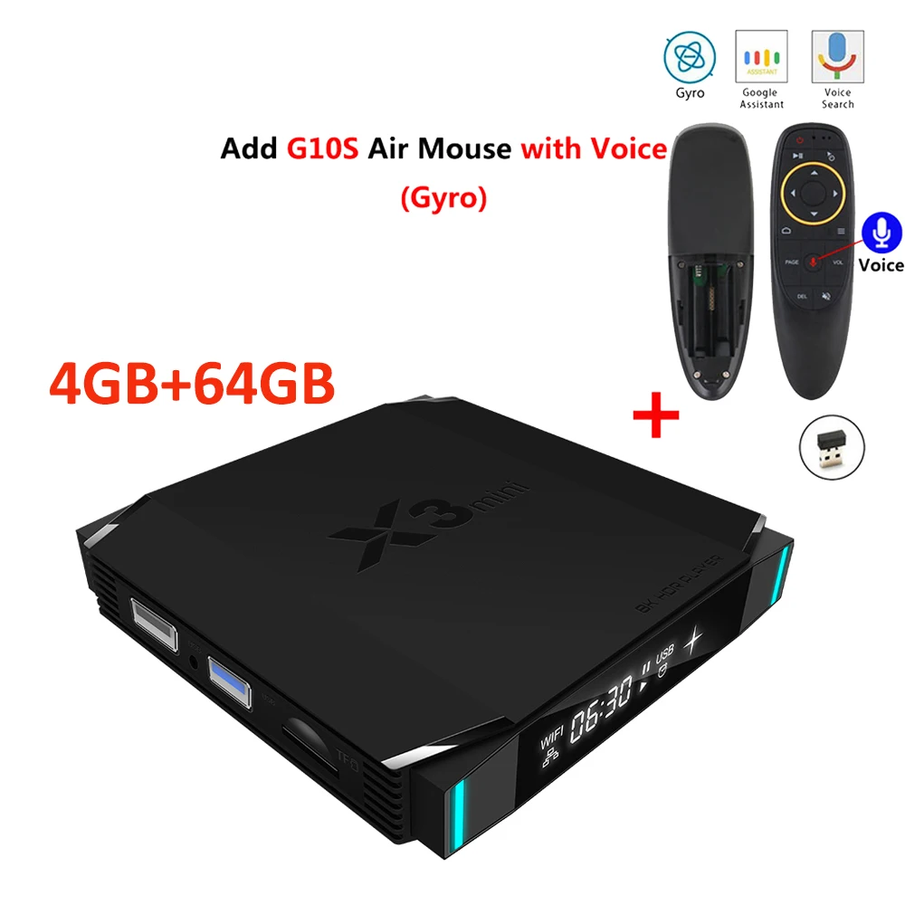 X3 мини Android ТВ приставка AmlogicS905X3 4 ГБ 32 ГБ Android 9,0 приставка 2,4G 5,8G Wifi BT4.2 Youtube Netflix медиаплеер X3 Mini - Цвет: 4GB 64GB add G10S