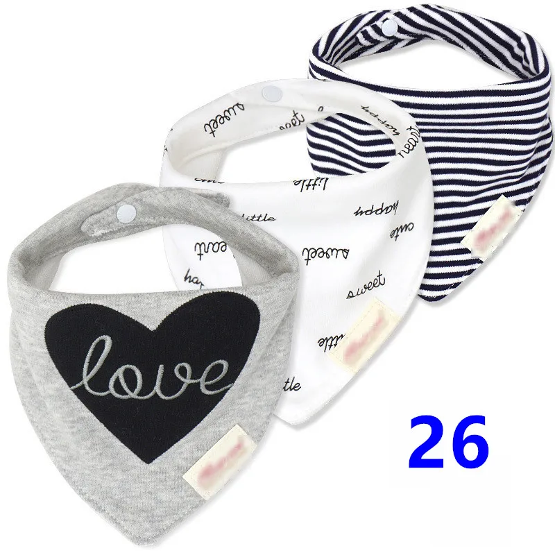 26 3pcs Organic Cotton Baby Scarf Muslin Burp Cloth Bandana Bibs Newborn Baby Boy Infant Girl Toddler Winter Scarf Waterproof Bib - Цвет: 26