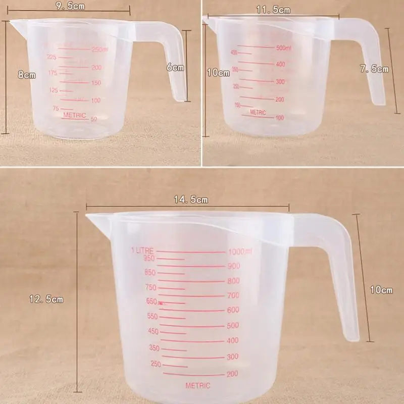 

1pc 250/500/1000ML Plastic Measuring Cup Jug Kitchen Quality Supplies Measure Cup Tool Beaker Liquid Container For Baking