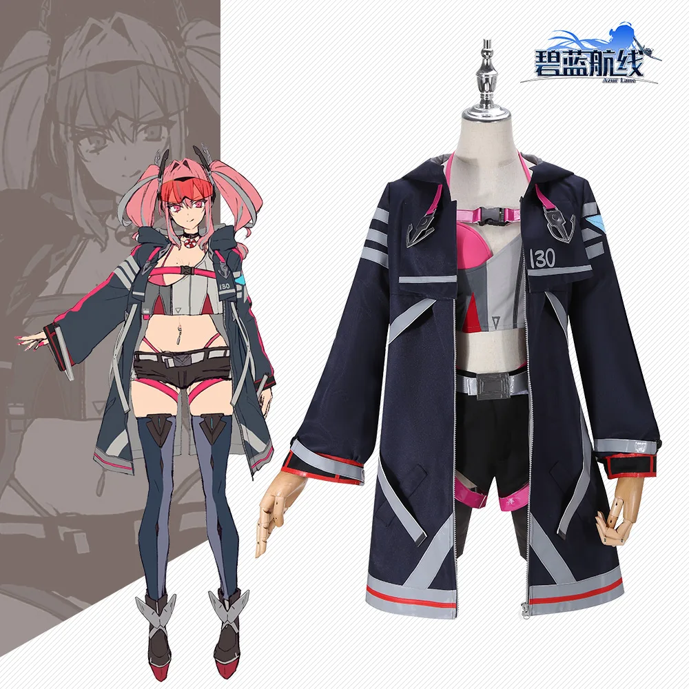 Azur Lane Косплей ВМС США Bremerton куртка футболка и шорты сексуальное бикини костюм ssn 698