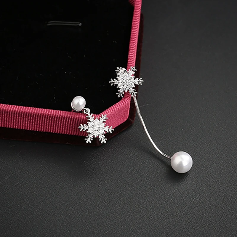 Снежинка Стразы висячие серьги искусственный жемчуг Кристалл Висячие пирсинг |