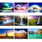 Пейзаж 5D, алмазная живопись, Полные Алмазы, деревенские деревья, пляжные цветы, круглая Алмазная мозаика, узор, украшение для дома сделай сам