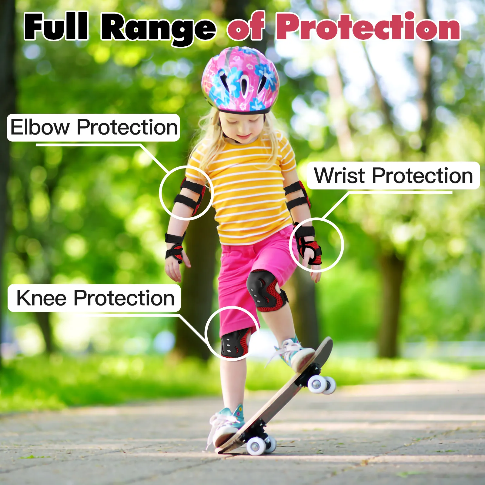 Набор защитных накладок для катания на роликах 6 в 1|Налокотники и наколенники| |