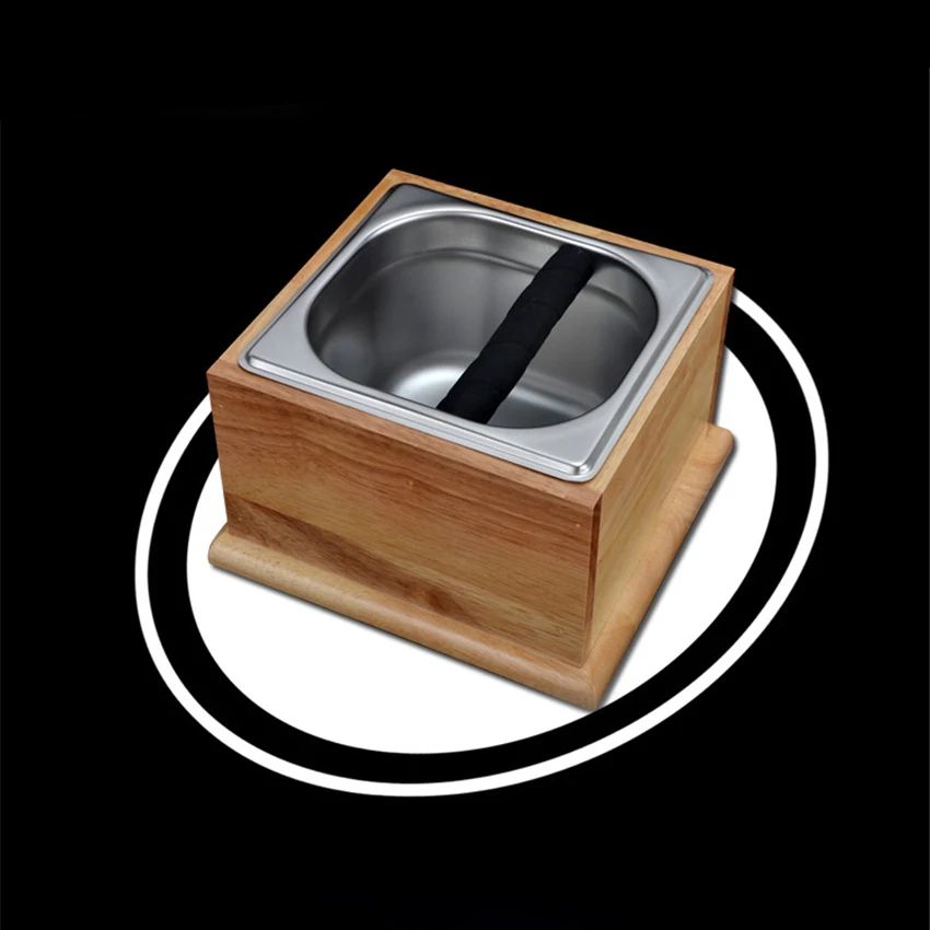 Деревянная коробка из нержавеющей стали для темпера кофе с глубоким изгибом