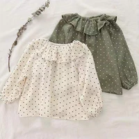 girls blouses baby clothes long sleeve shirts for girls toddler girls polka dot doll collar princess shirts children casual tops