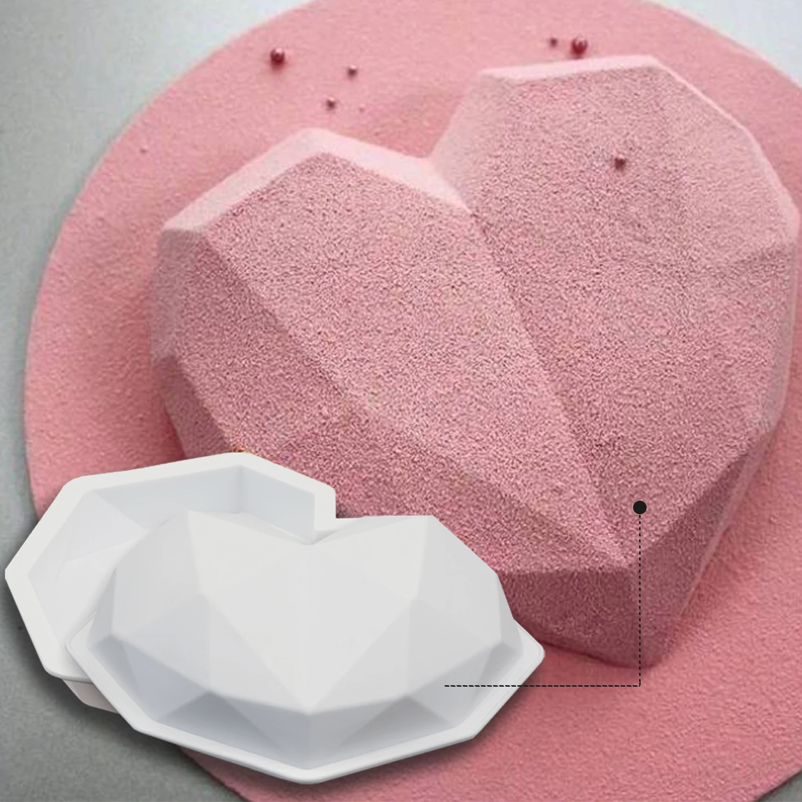 

New 3D Diamond Love Heart Shape Cake Mold Silicone Chocolate Cookie Muffin Baking Tool Sponge Mousse Dessert Cake Decorating