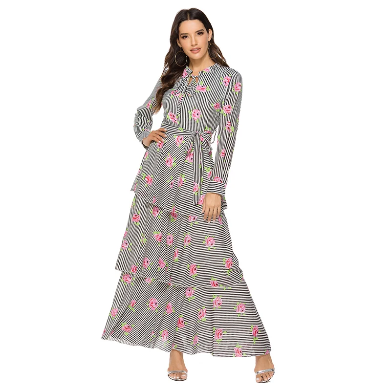 Элегантное мусульманское платье Дубай Турецкая абайя Индонезия модное с