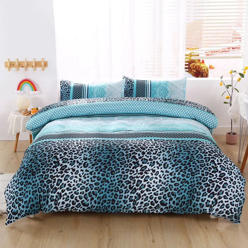 

Blue Leopard Print Bedding Set Full Size 2/3pcs228*228cm comforter bedding sets