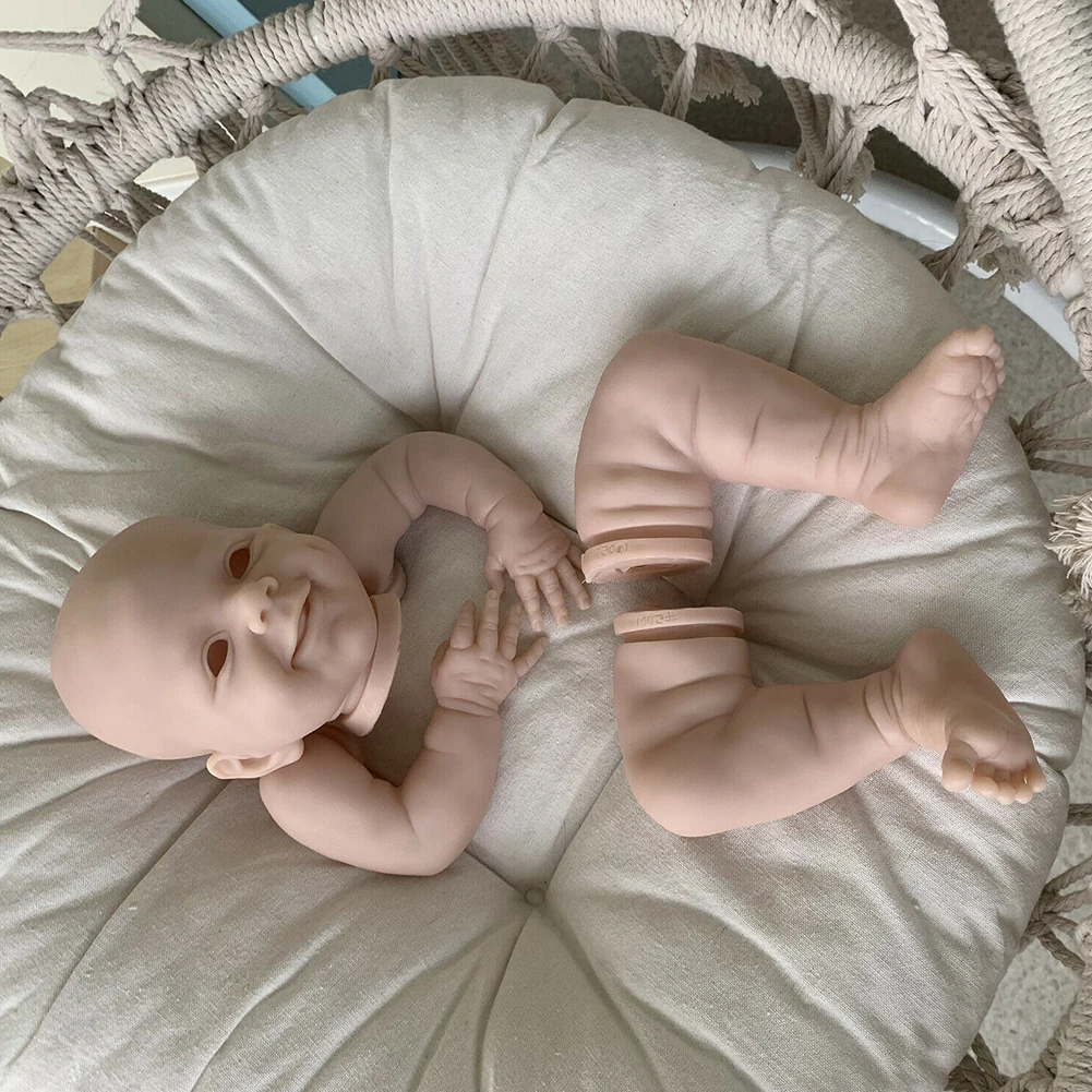 

22inch Lifelike Home Smile Baby DIY Mold Blank Reborn Doll Kit Head Limbs Newborn Unfinished Soft Vinyl Gift Cloth Body