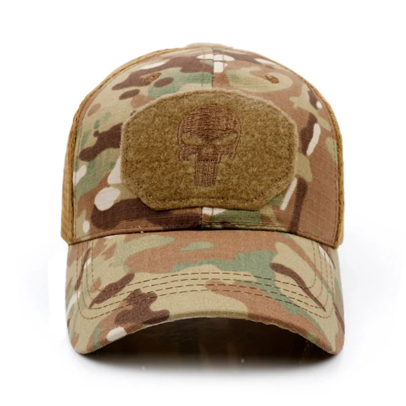 Кепка с черепом Multicam для мужчин дышащая сетчатая армейская камуфляжная