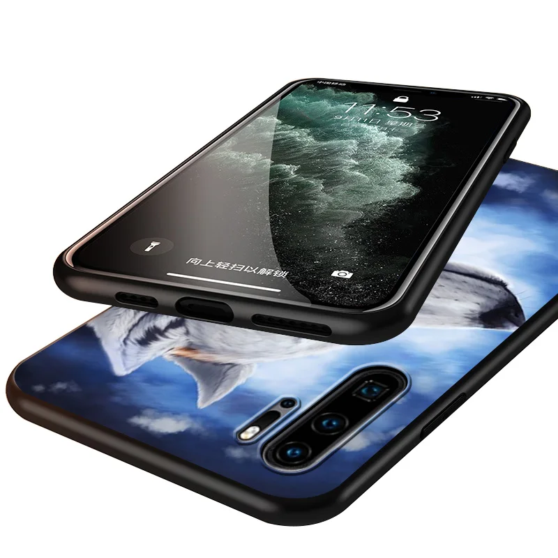 

Wolf Totem For Huawei P40 P30 P20 P10 P9 P8 Lite E mini Pro Plus 5G 2017 2019 Silicone Gloss oil not Glass Black Phone Case