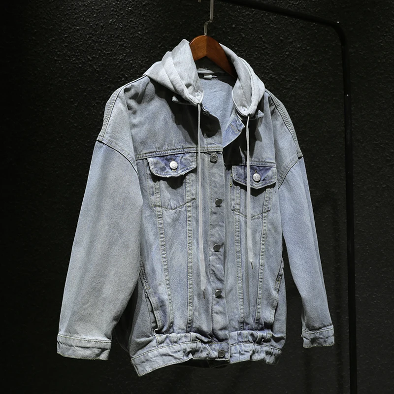 

Пальто мужское длинное с капюшоном, хлопковая одежда с дырками, осень