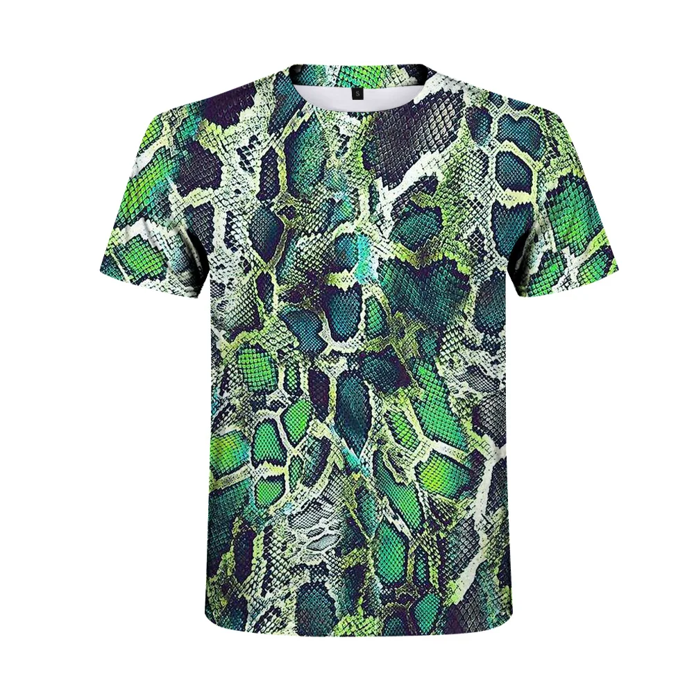

Футболка мужская с принтом змеиной кожи, модная тенниска с коротким рукавом и круглым вырезом, уличная одежда в стиле хип-хоп, повседневная ...