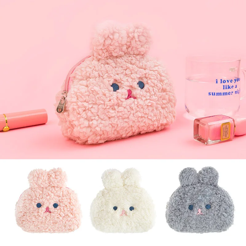 

Rabbit Animal Plush Pencil Case Student Portable Large Capacity Storage Bag Kawaii PenBag Cosmetic Bag Stationery School Supplie