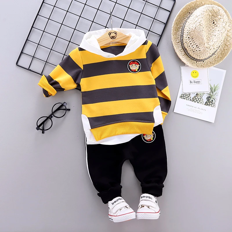 Одежда для маленьких мальчиков и девочек на весну осень свитер с капюшоном штаны