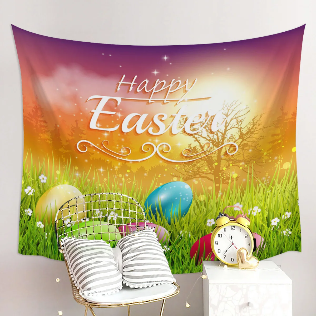 Пасхальное яйцо поздравительная открытка трава настенный гобелен настенное