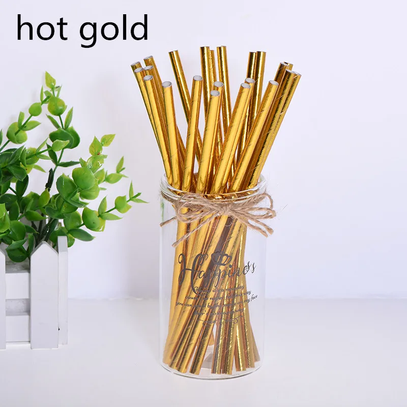 hot gold 25 шт., вечерние, экологически чистые бумажные соломинки для детей, для свадьбы, дня рождения, пикника, вечерние, декоративные, с мультяшным автомобилем, Коктейльные, вечерние соломинки - Цвет: hot gold