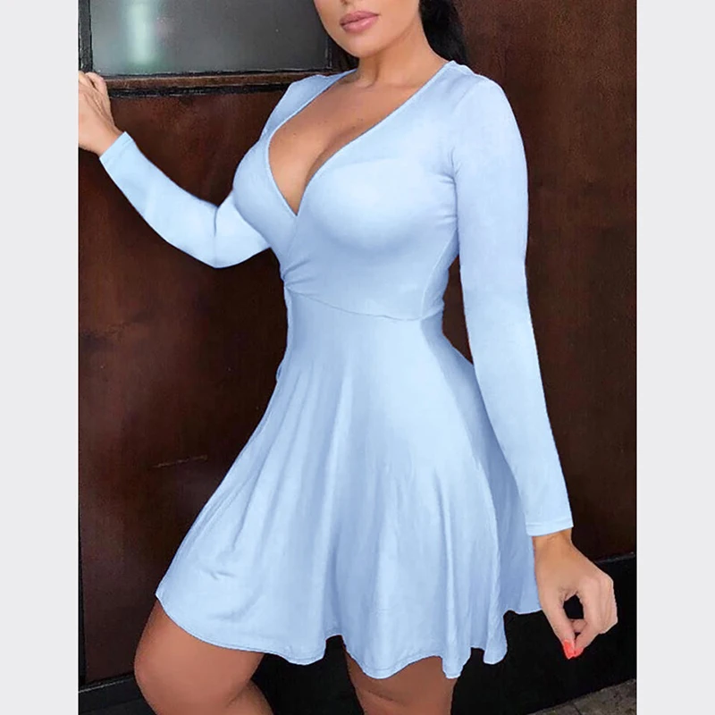 

Spring Auyumn Dress Women Solid V Neck pleated Vintage Dress Robe Femme Elegant long sleeve Party Office Midi Dresses Plus Size