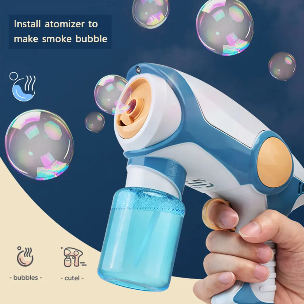 

2021 New Summer Smoke Magic Bubble Machine Electric Automatic Bubble Blower Maker Gun Kids Outdoor Toys Birthday Gift