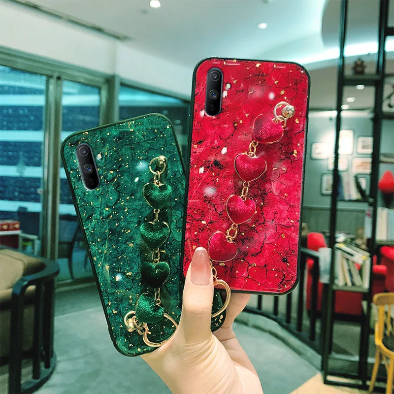 Модный чехол с золотым масляным мраморным браслетом в форме сердца для Huawei P30 Lite