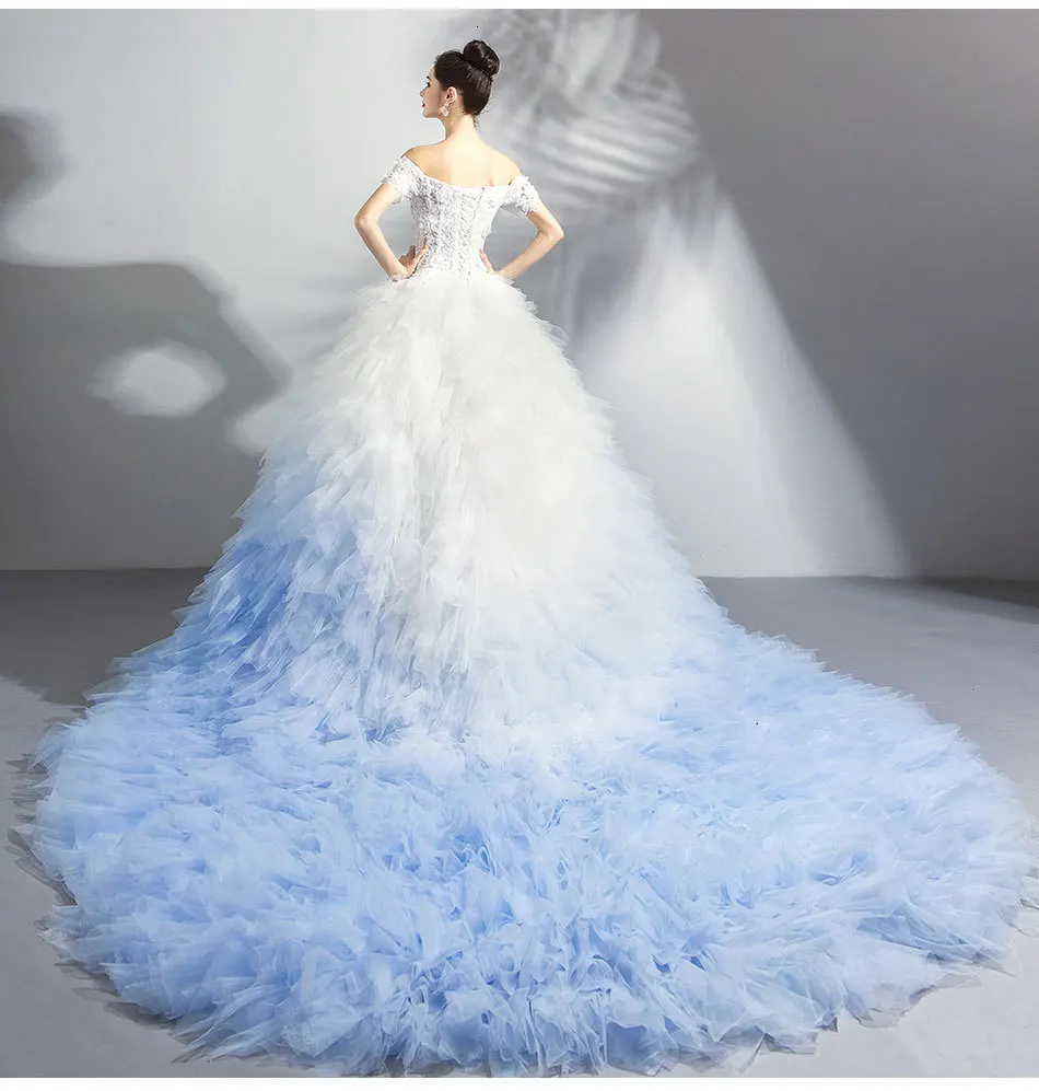 Vivian's Bridal, роскошное сказочное бальное платье с перьями, свадебное платье, элегантное, карамельного цвета, Многоуровневое, с рюшами, с часовней, со шлейфом, свадебное платье