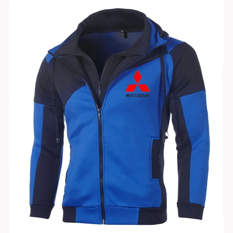

Men Sweatshirt Mitsubishi Logo Jacket Sweatshirts Double Zipper Mitsubishi Hoodie Cotton Pullover Sports Wear Coat