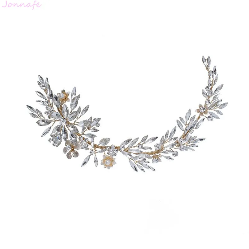Очаровательная свадебная корона с кристаллами волосы лоза золотой цветочный
