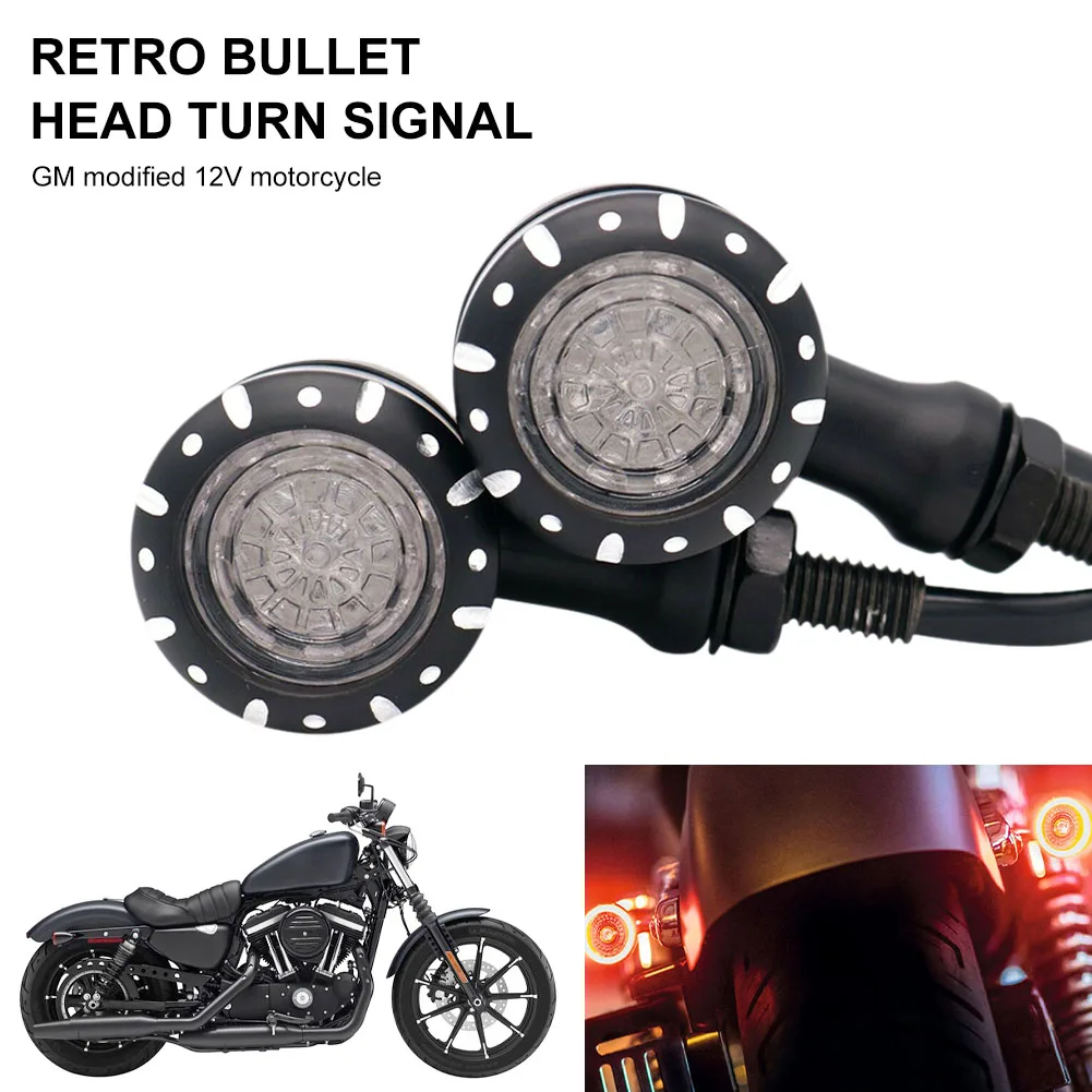 

DC12V LED Red Brake Indicator Light Retro Bullet Head Turn Signal Tail Light Suitable For Suzuki Honda Yamaha Motorcycle