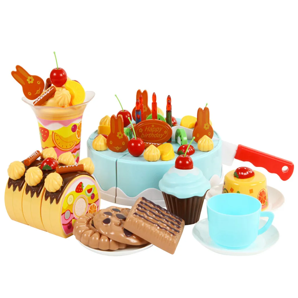 75 шт. DIY игрушечный торт Кухня Еда ненастоящая игра резка фрукты день рождения