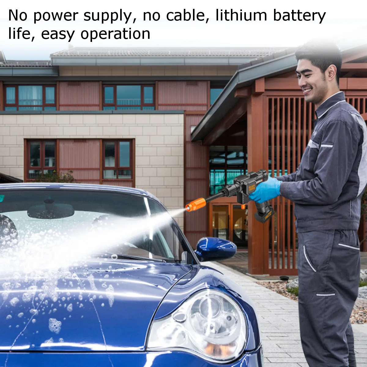 Продажа Беспроводной пеногенератор высокого давления 12000 мАч для мойки автомобилей, пистолет с литиевой батареей, портативный пеногенератор высок...