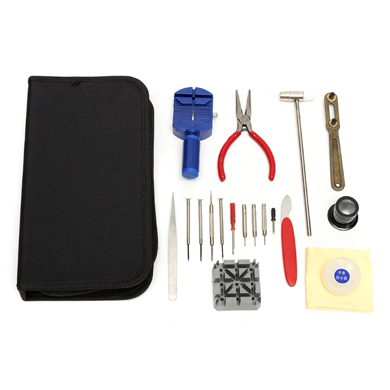 

19pcs Watch Repair Tool Kit Link Remover Spring Bar Tool Opener Screwdriver Case 23GE
